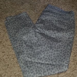 Gray leopard rock star skinnies